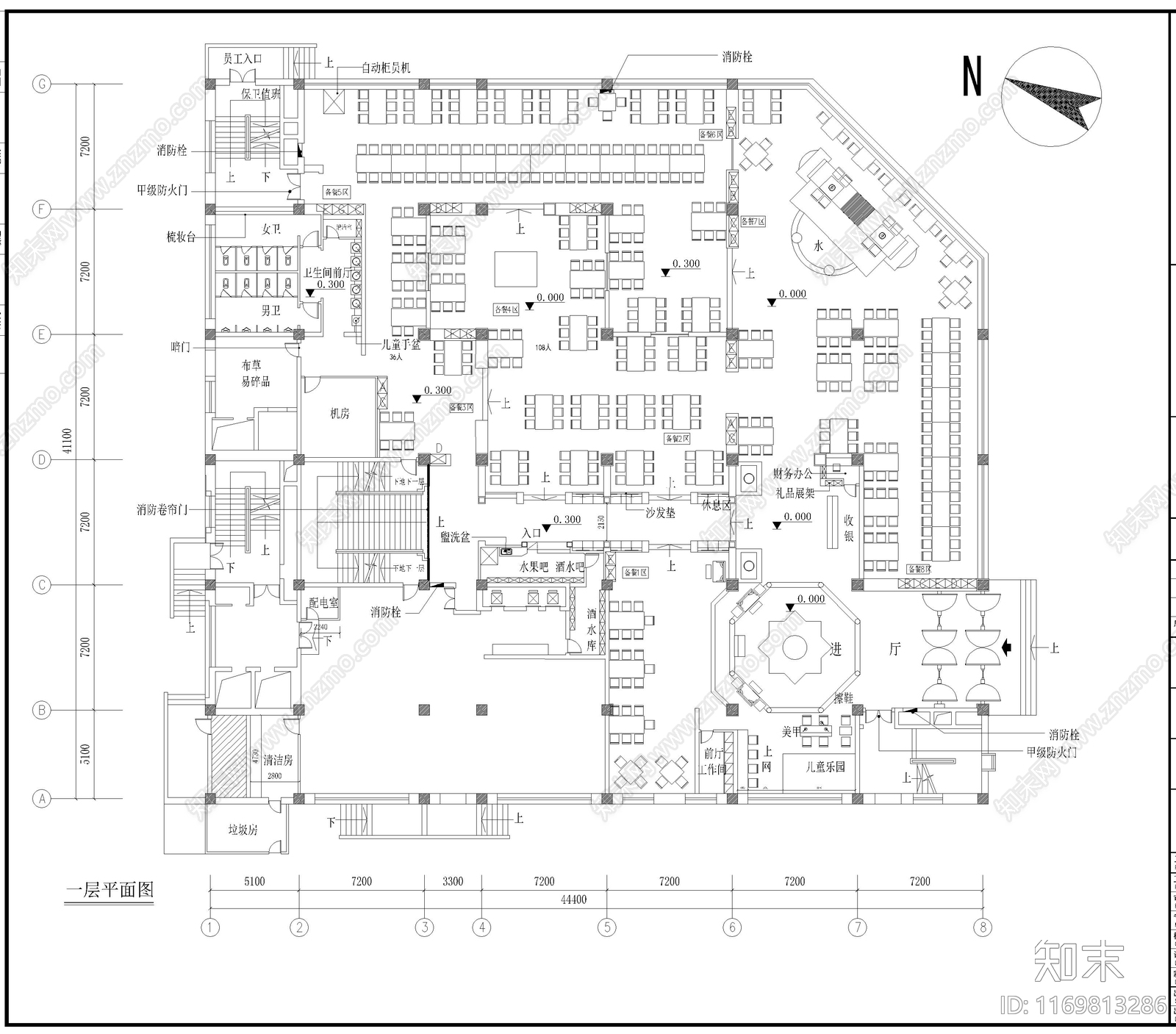 24套火锅店餐饮空间自助餐厅平面图施工图施工图下载【ID:1169813286】