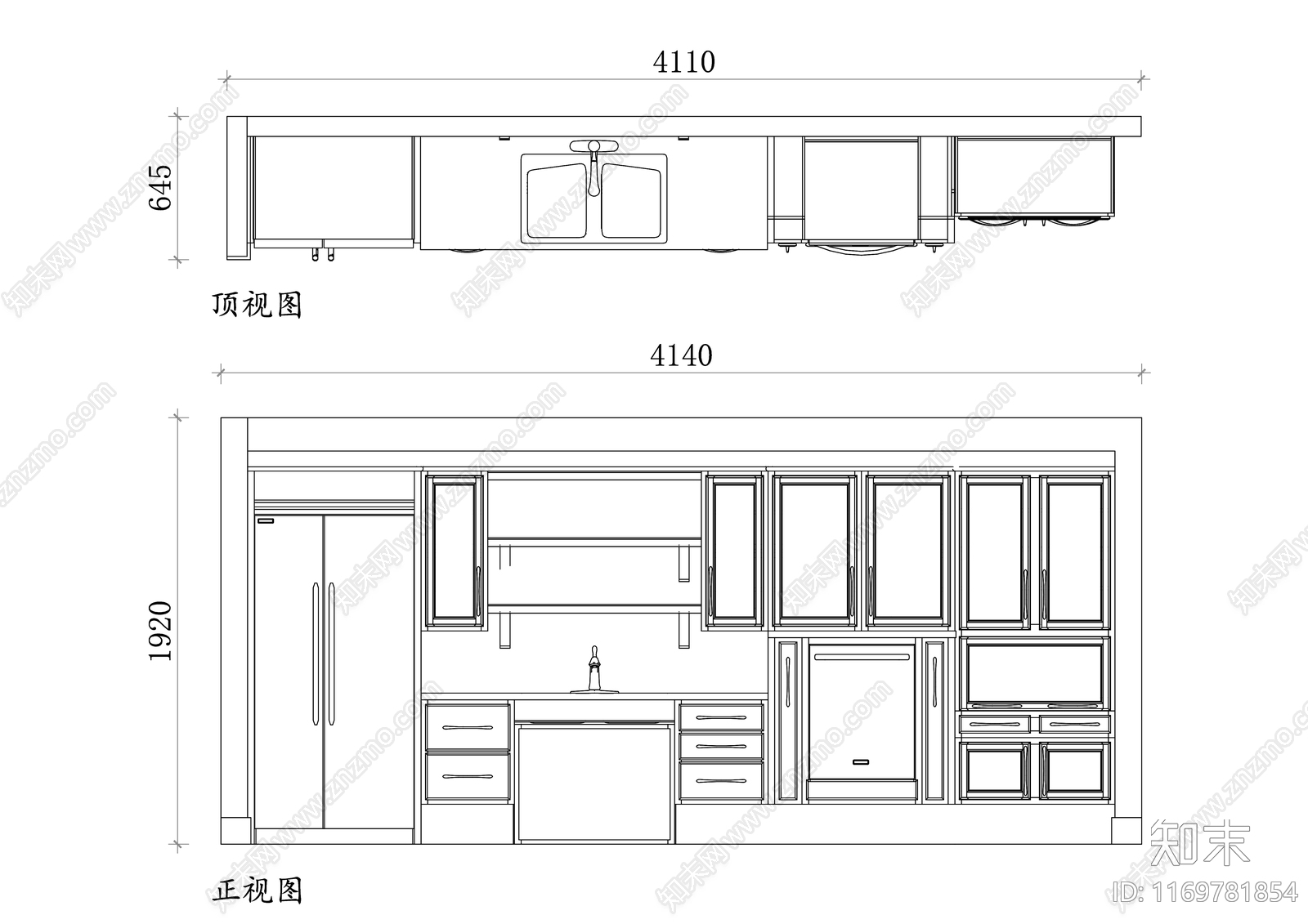 美式厨房设施施工图下载【ID:1169781854】