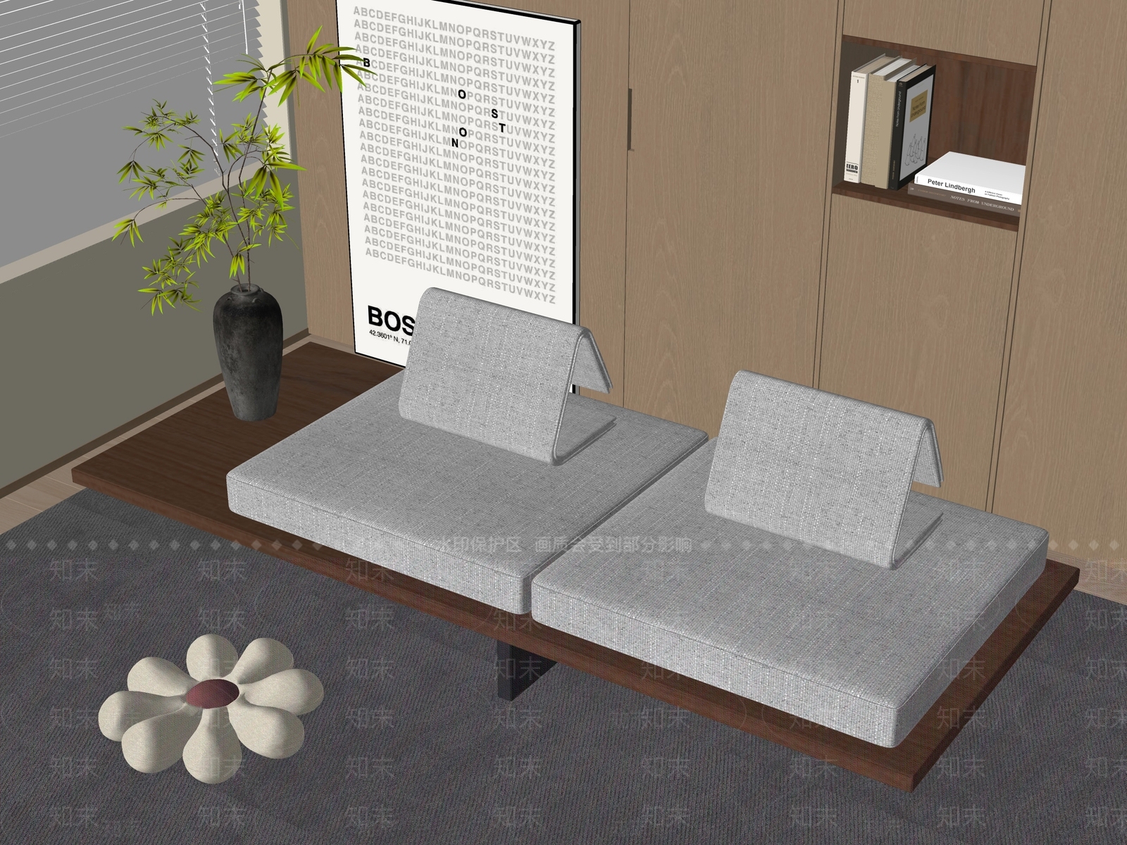 现代双人沙发SU模型下载【ID:1169787445】