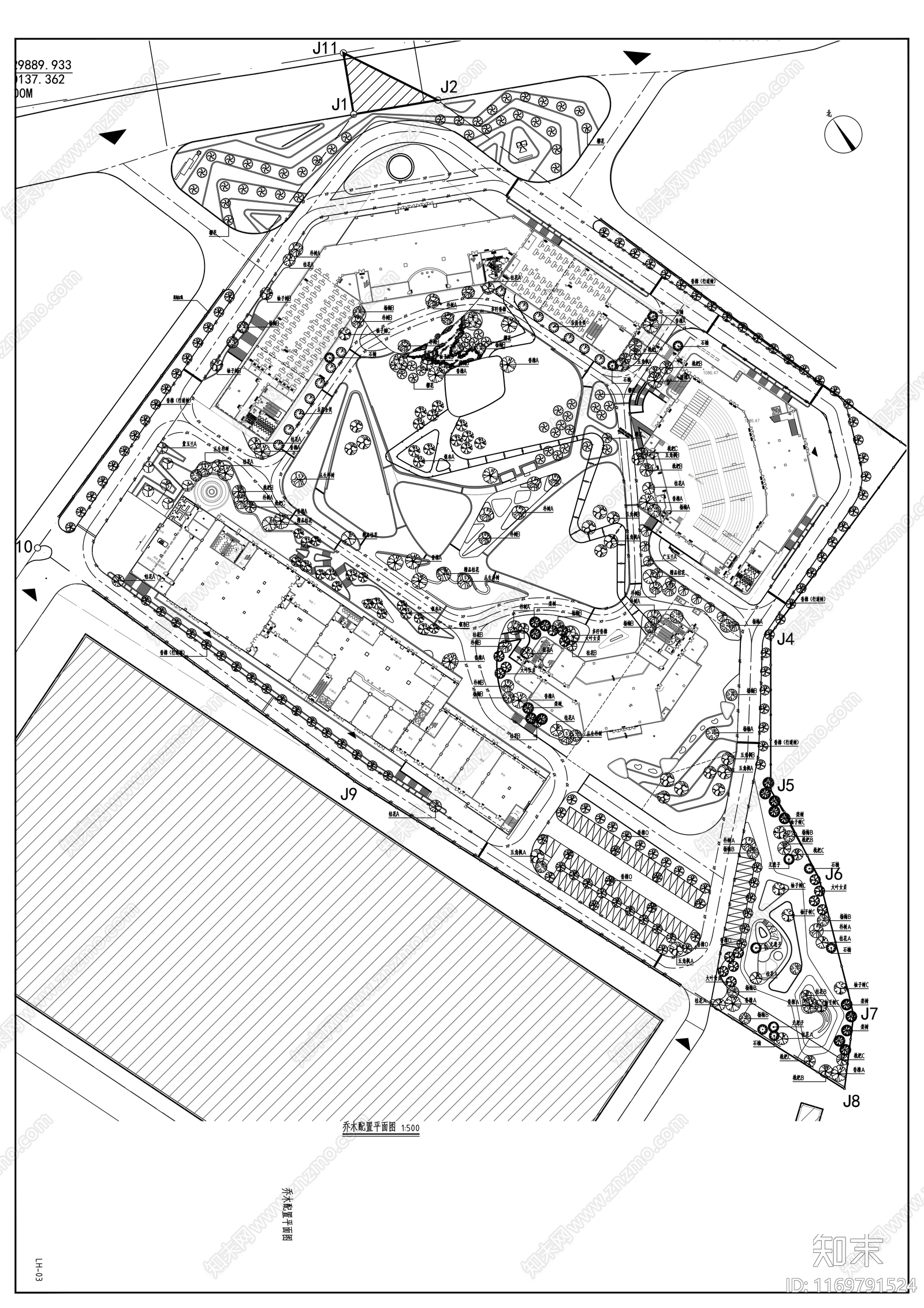 现代公园景观cad施工图下载【ID:1169791524】