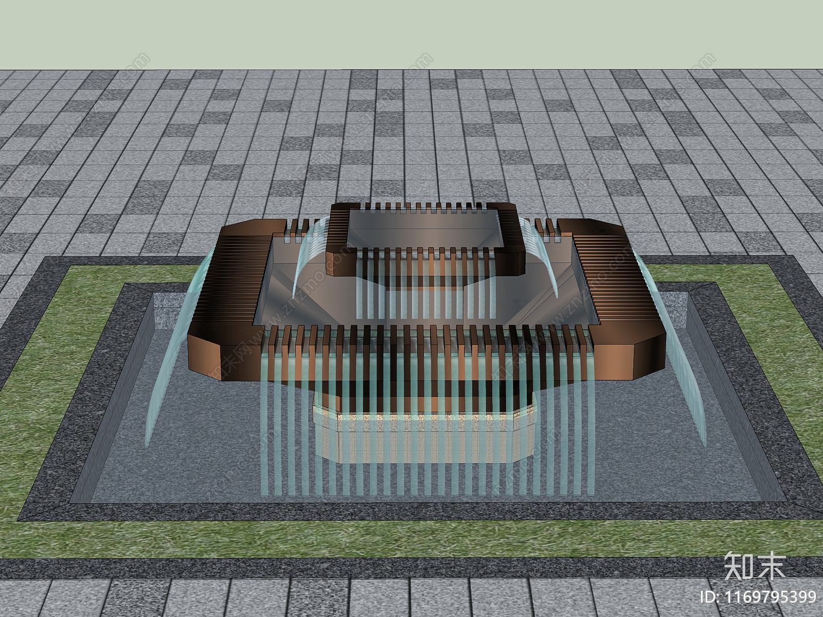 现代复古水景SU模型下载【ID:1169795399】