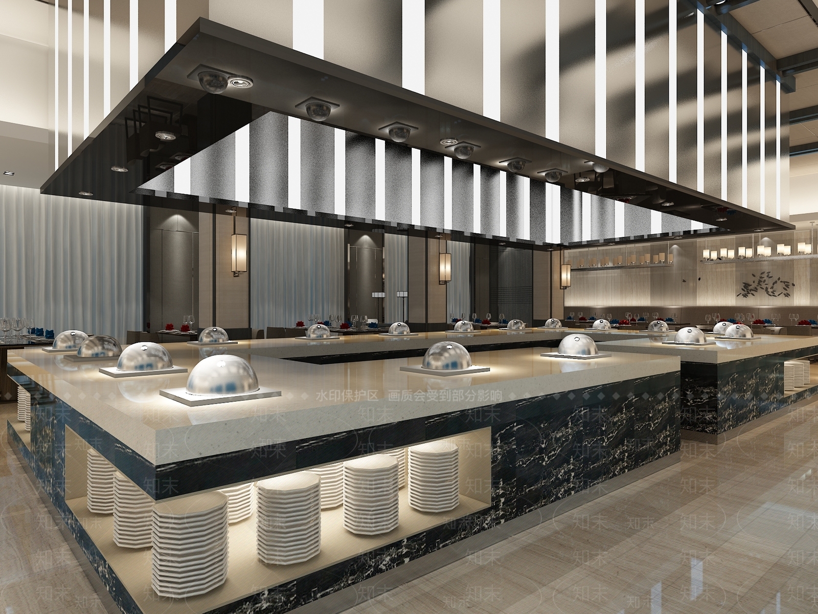 现代自助餐厅3D模型下载【ID:1169805058】