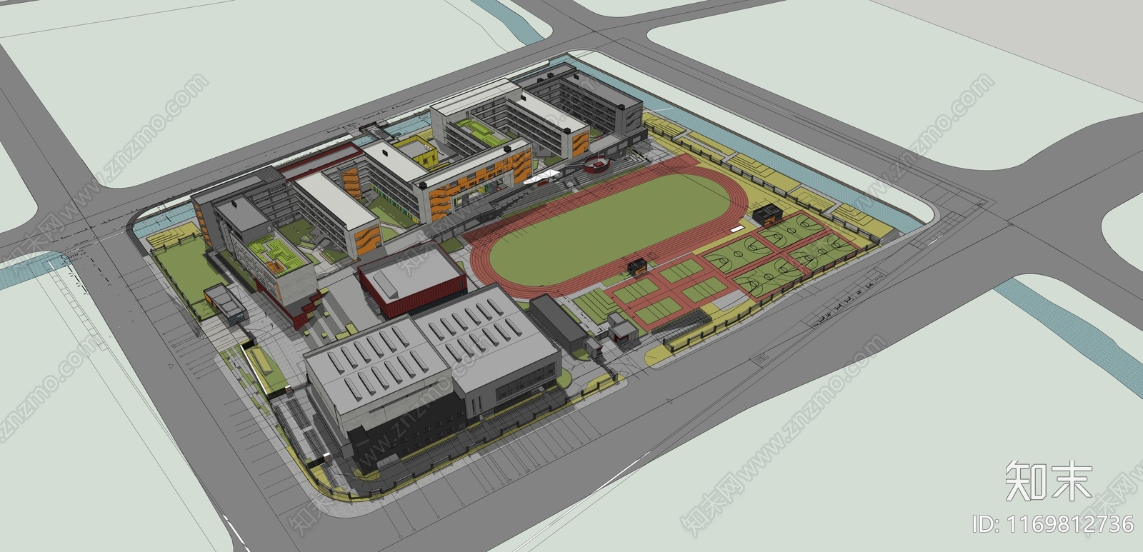 现代学校建筑SU模型下载【ID:1169812736】