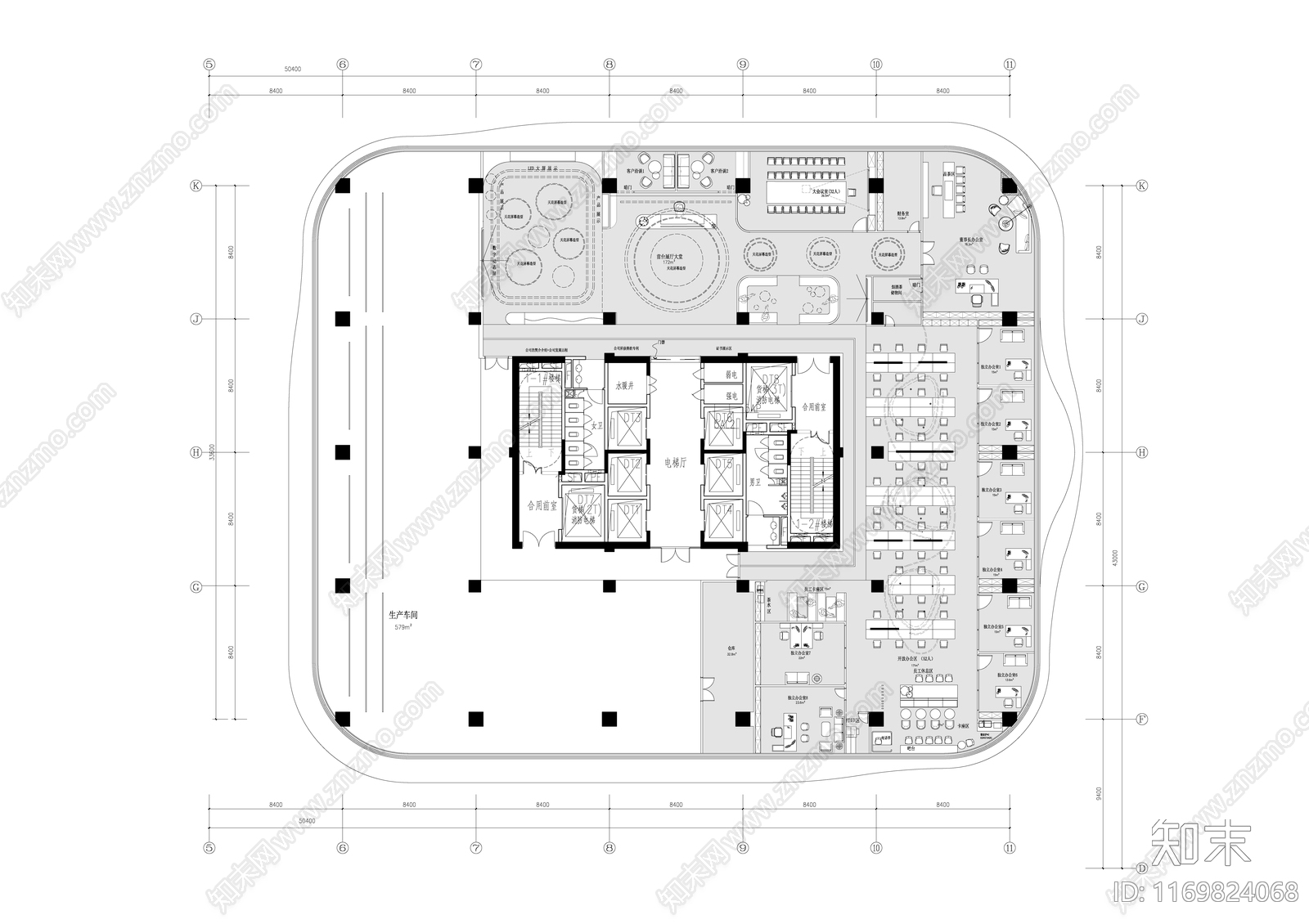现代整体办公空间cad施工图下载【ID:1169824068】