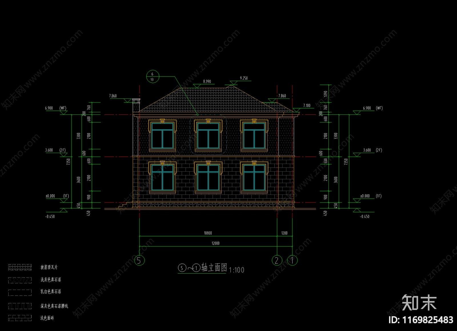 新中式别墅建筑cad施工图下载【ID:1169825483】