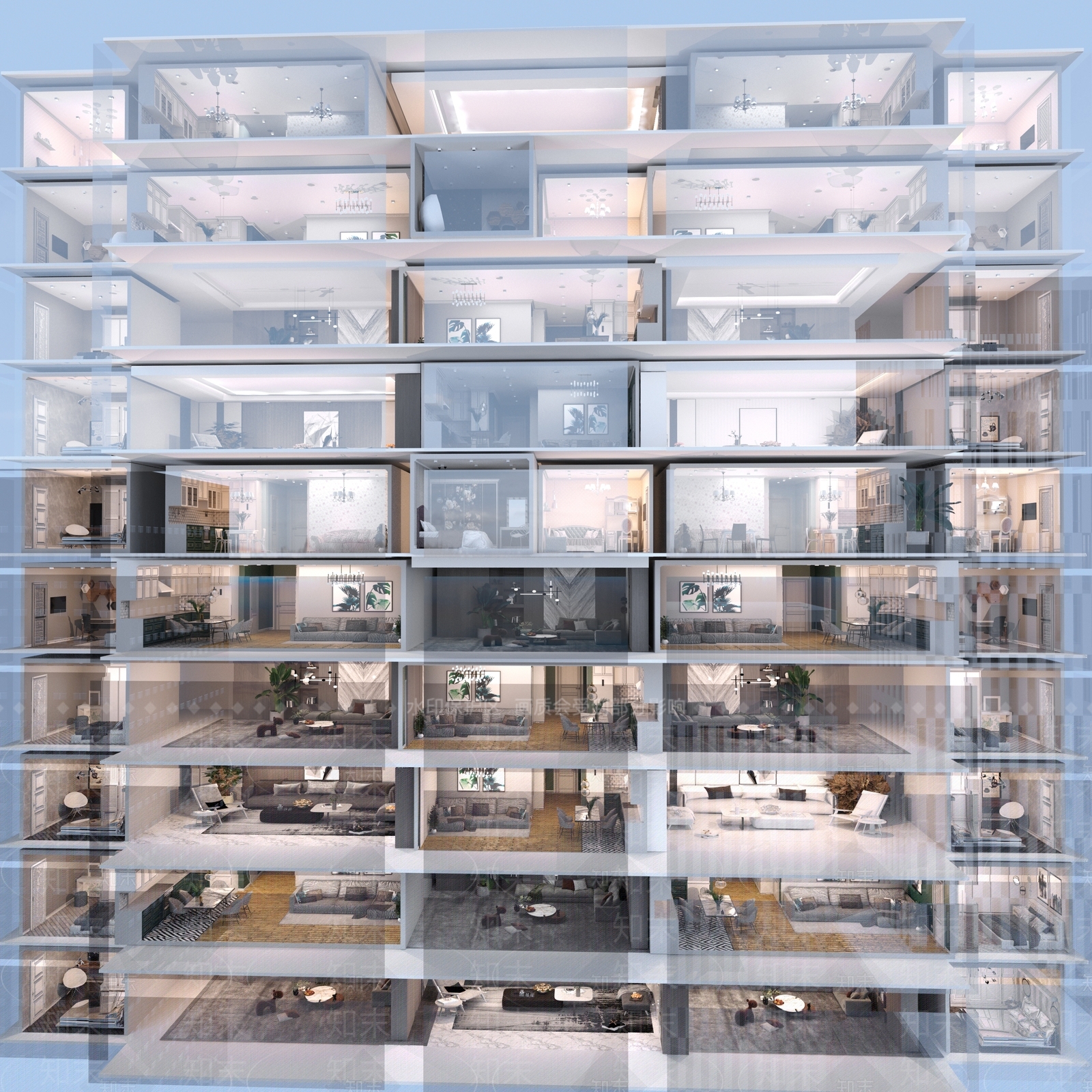 现代高层住宅3D模型下载【ID:1214716526】