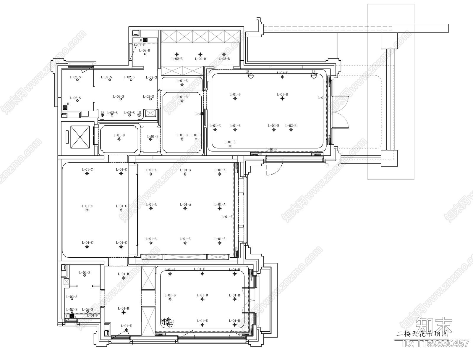 新中式中式整体家装空间cad施工图下载【ID:1169830457】