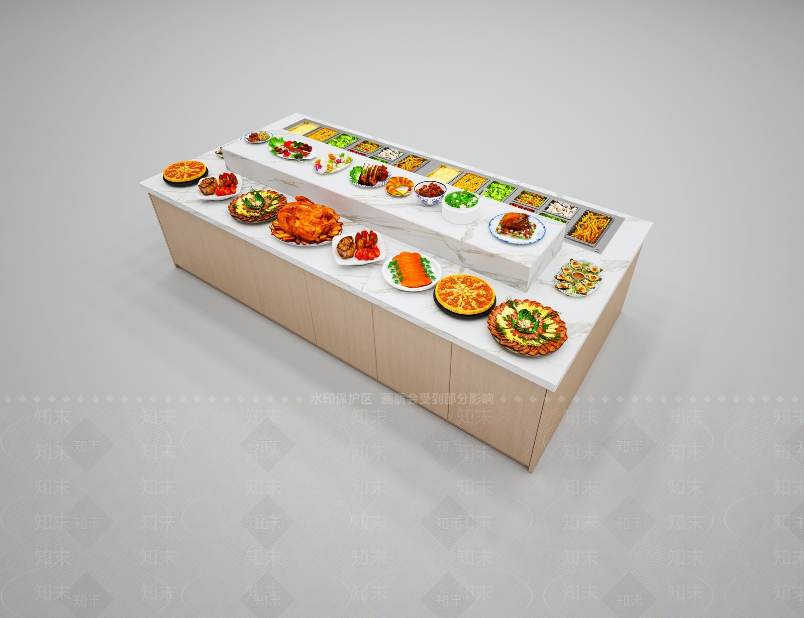 现代新中式自助餐厅3D模型下载【ID:1169832117】