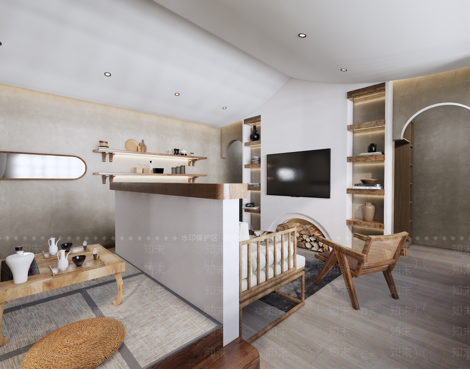 侘寂禅意酒店客房SU模型下载【ID:1169838908】