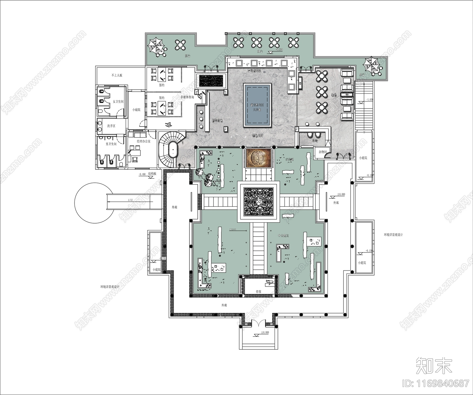 现代售楼处cad施工图下载【ID:1169840687】