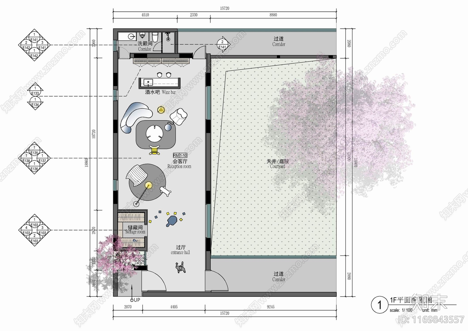 现代茶室施工图下载【ID:1169843557】