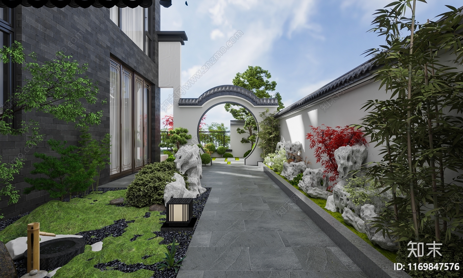 新中式中式庭院3D模型下载【ID:1169847576】