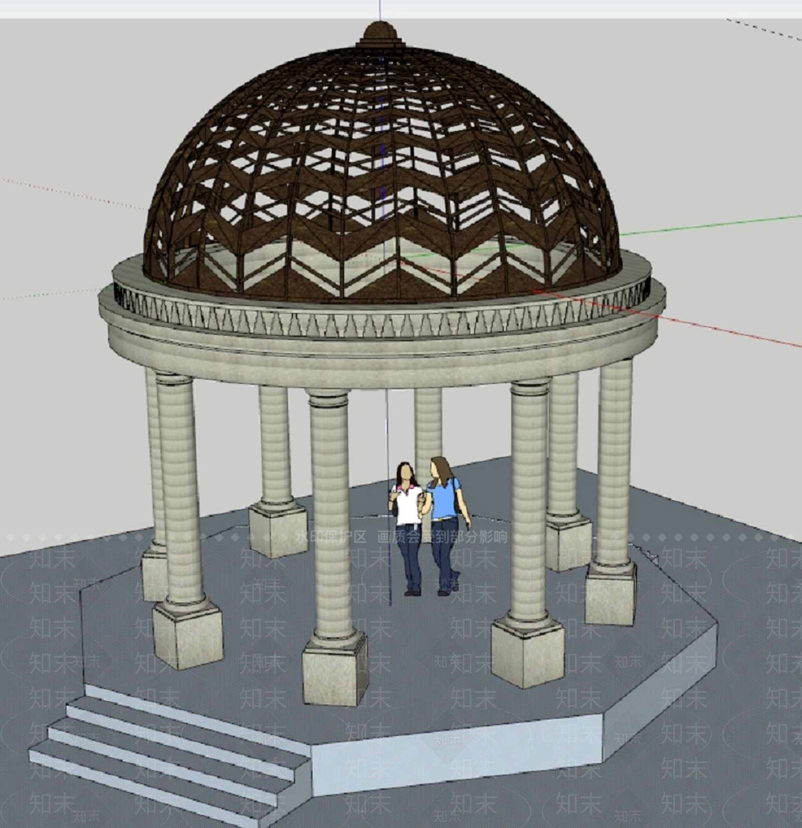 欧式小区景观SU模型下载【ID:1169847904】