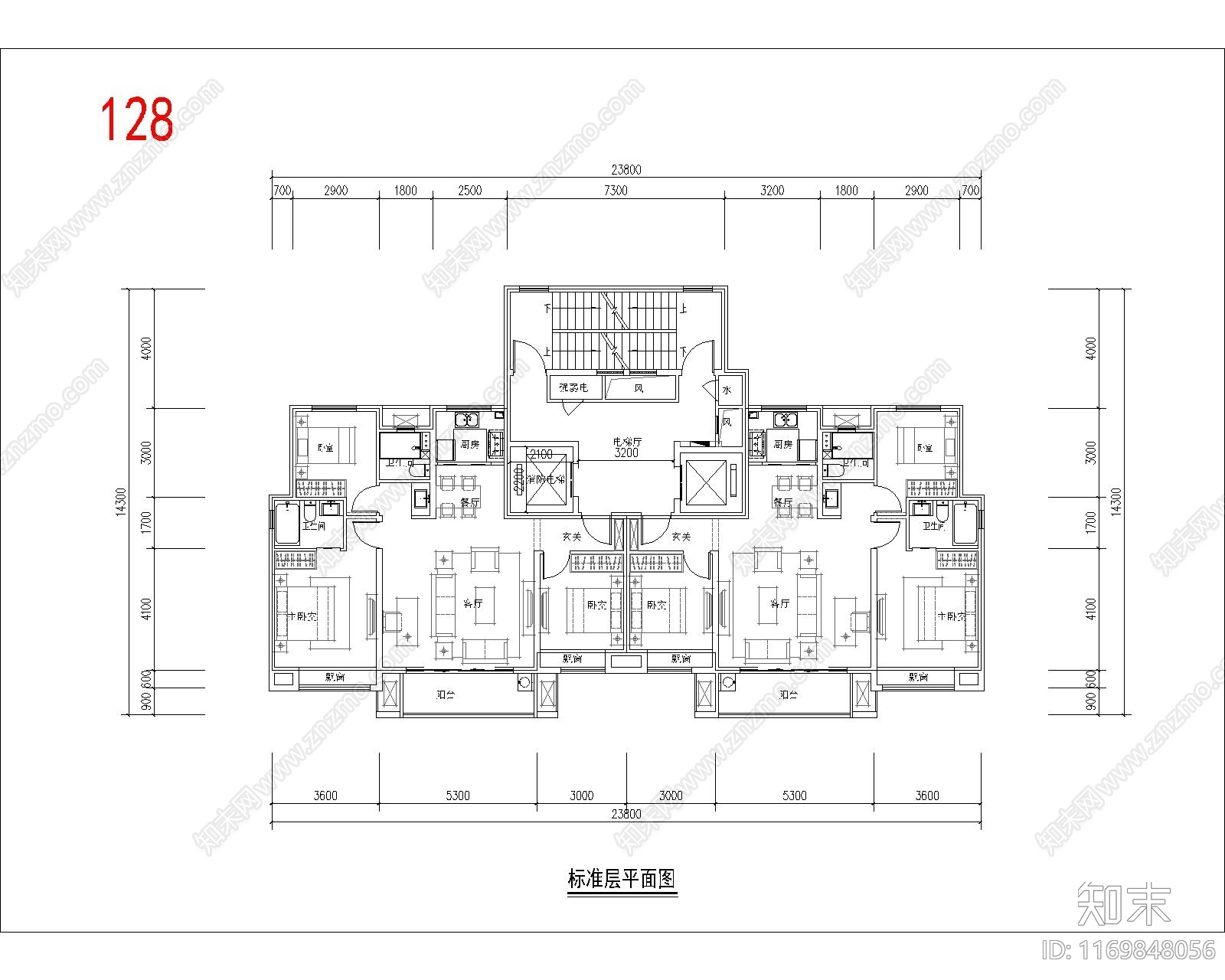 现代住宅楼建筑cad施工图下载【ID:1169848056】