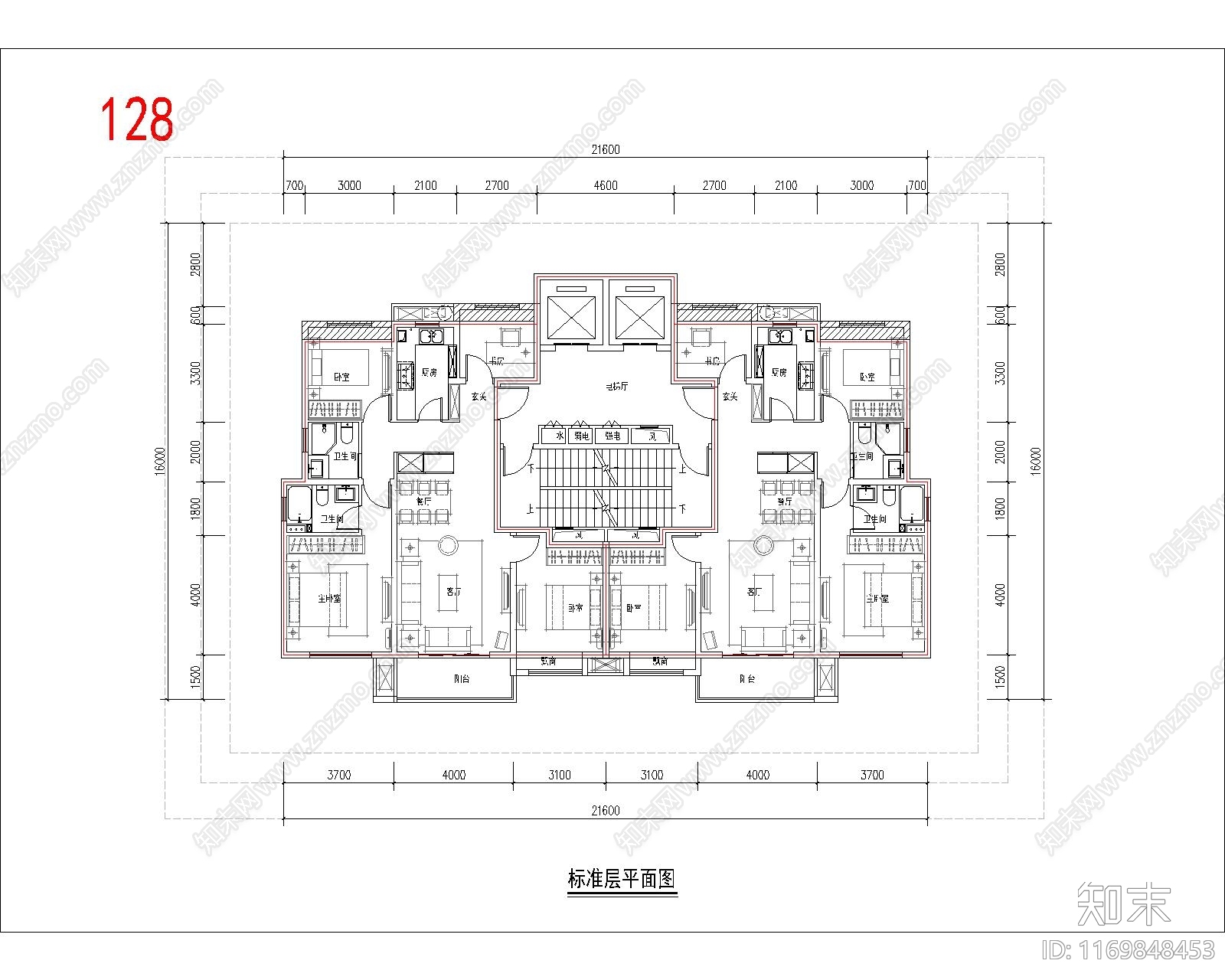 现代住宅楼建筑cad施工图下载【ID:1169848453】