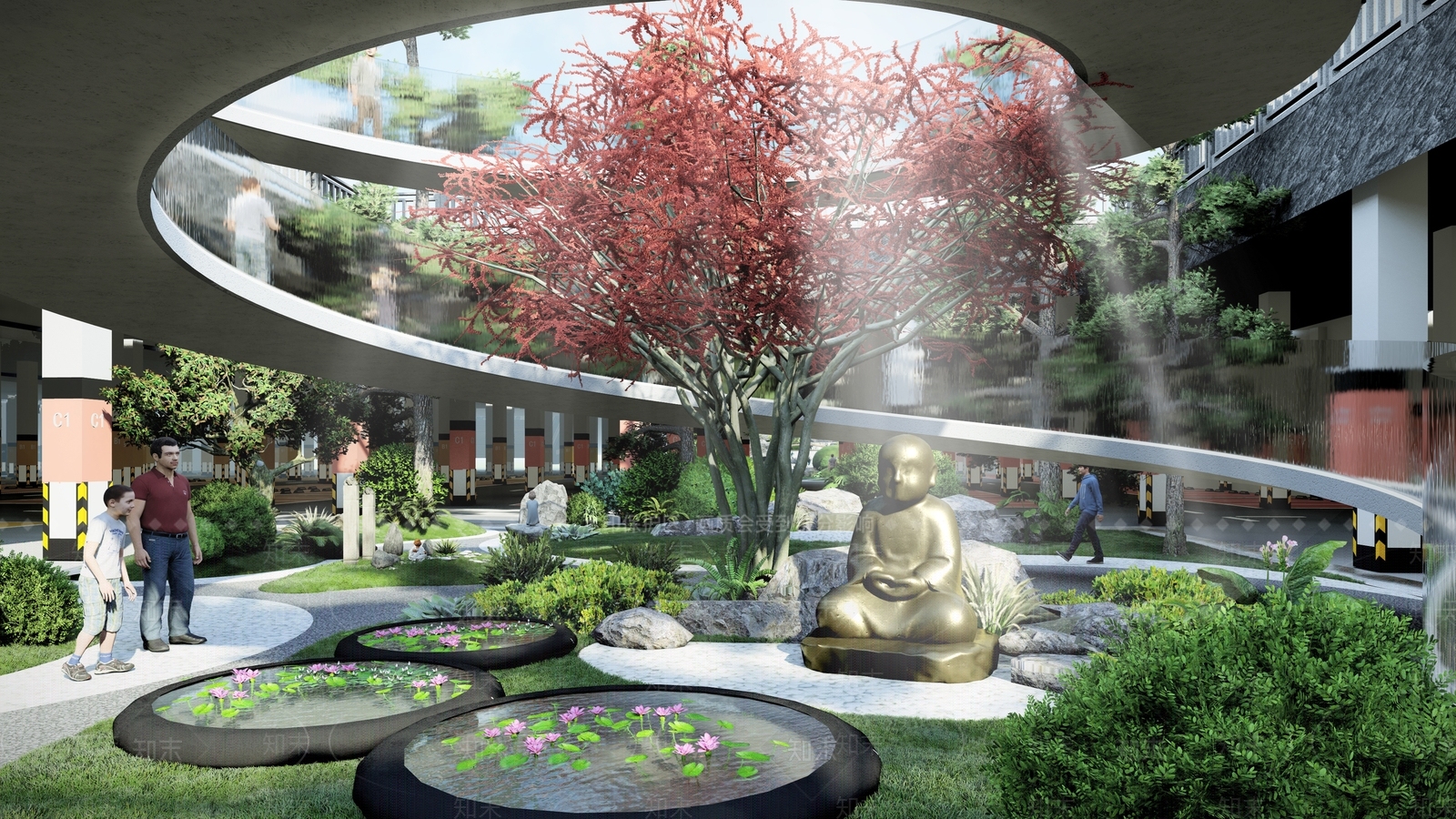 现代中式景观公园SU模型下载【ID:1169849631】
