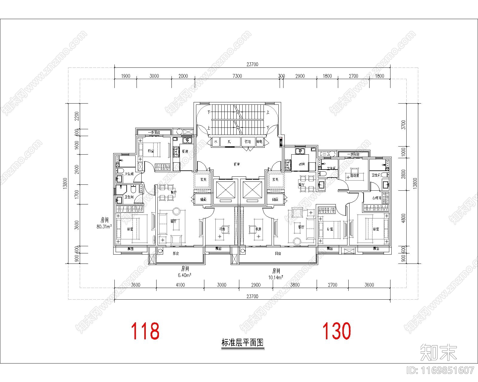 现代住宅楼建筑施工图下载【ID:1169851607】