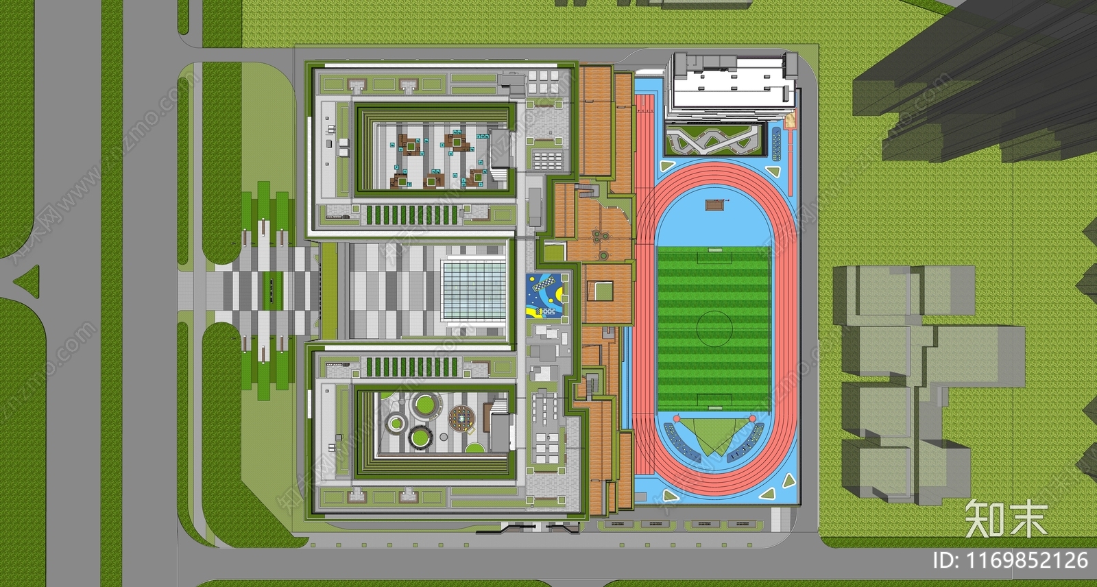 现代学校建筑SU模型下载【ID:1169852126】