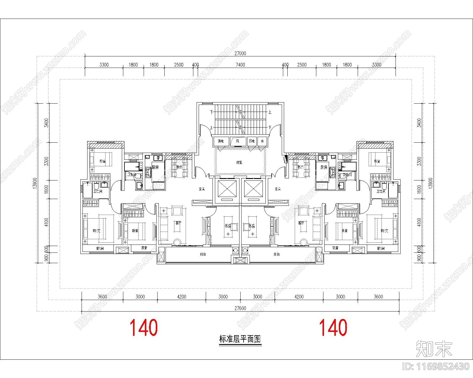 现代住宅楼建筑cad施工图下载【ID:1169852430】