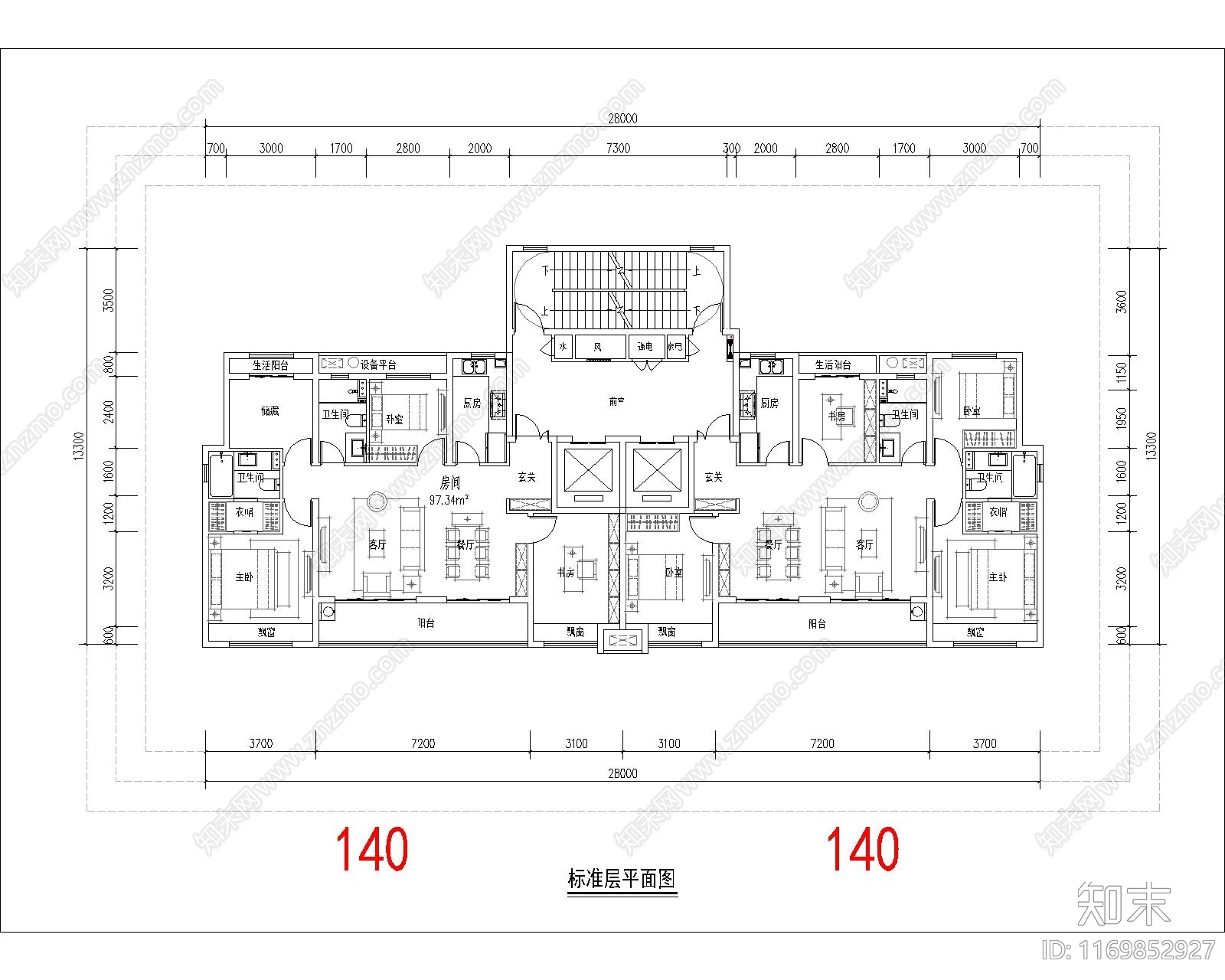 现代住宅楼建筑cad施工图下载【ID:1169852927】