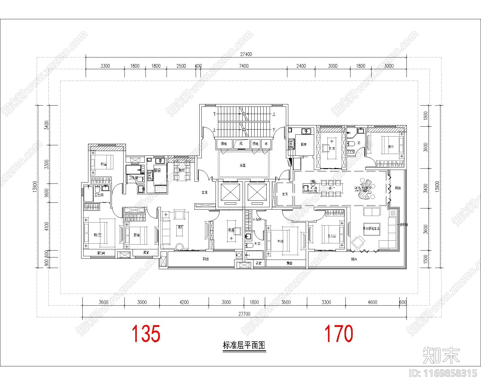 现代住宅楼建筑cad施工图下载【ID:1169858315】