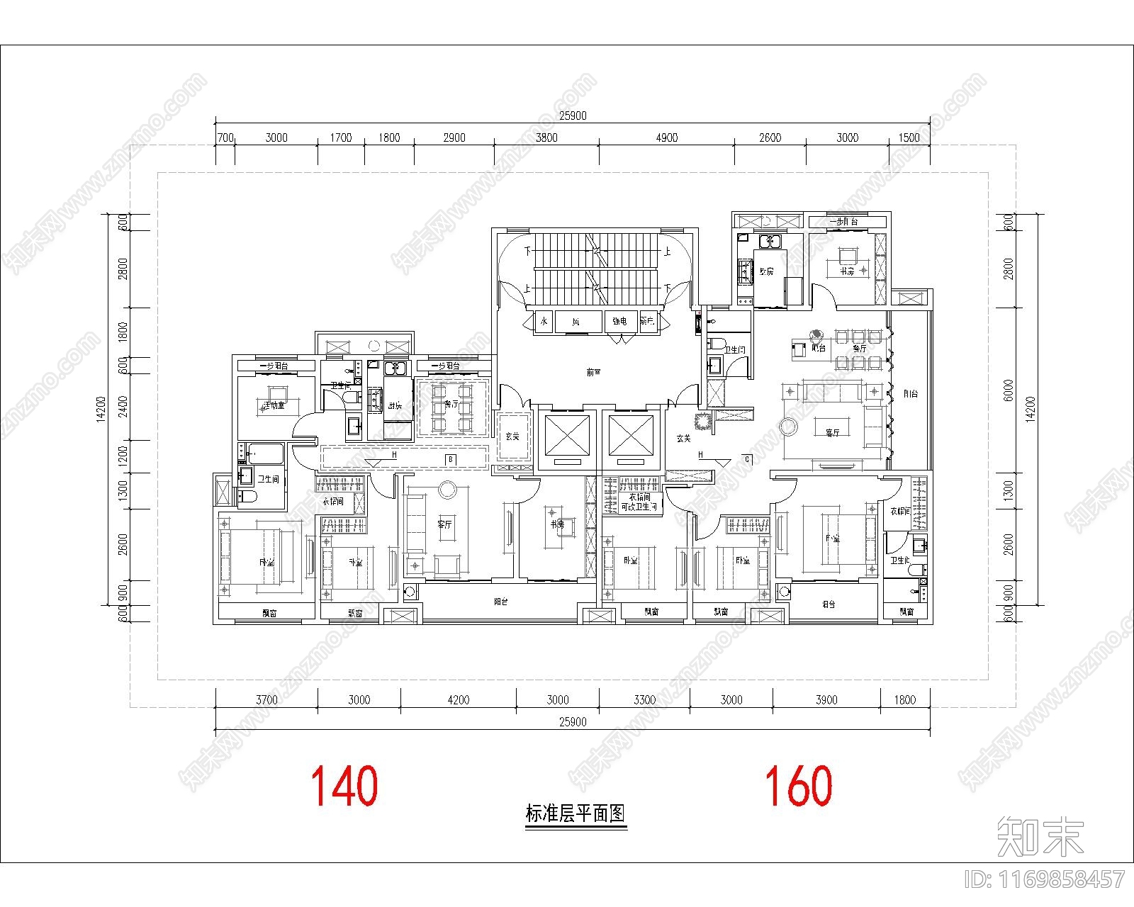 现代住宅楼建筑cad施工图下载【ID:1169858457】