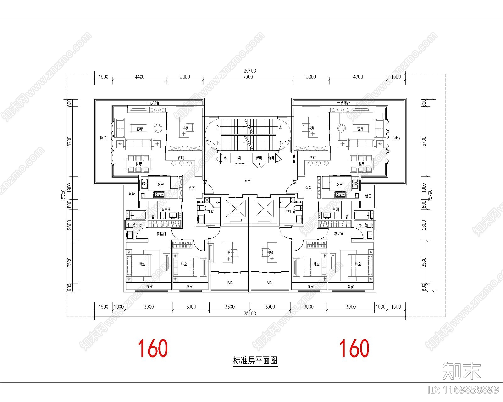 现代住宅楼建筑cad施工图下载【ID:1169858899】