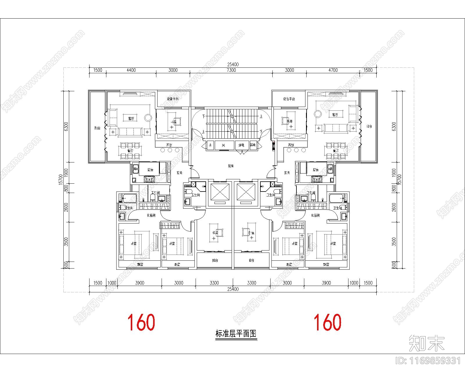 现代住宅楼建筑cad施工图下载【ID:1169859331】