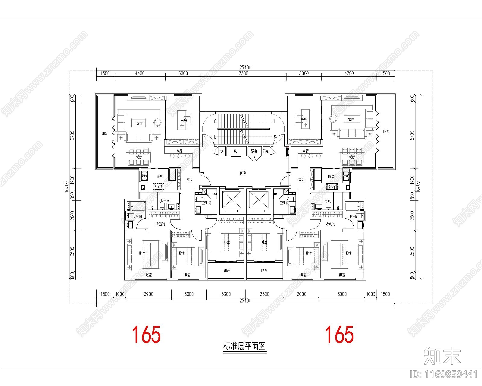 现代住宅楼建筑cad施工图下载【ID:1169859441】