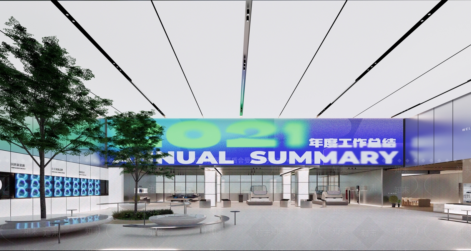 现代极简办公大堂SU模型下载【ID:1169860325】