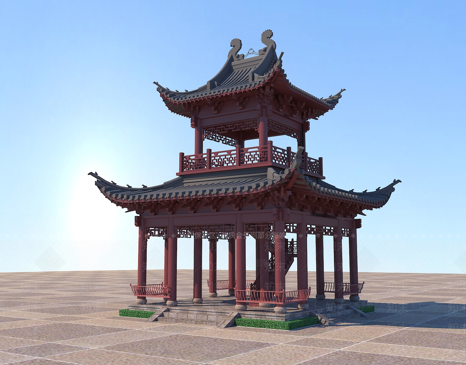 新中式中式古建3D模型下载【ID:1169860388】