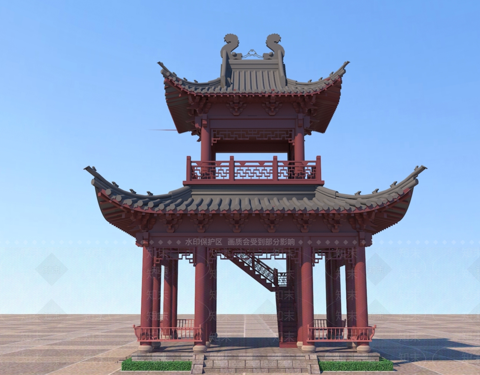 新中式中式古建3D模型下载【ID:1169860388】