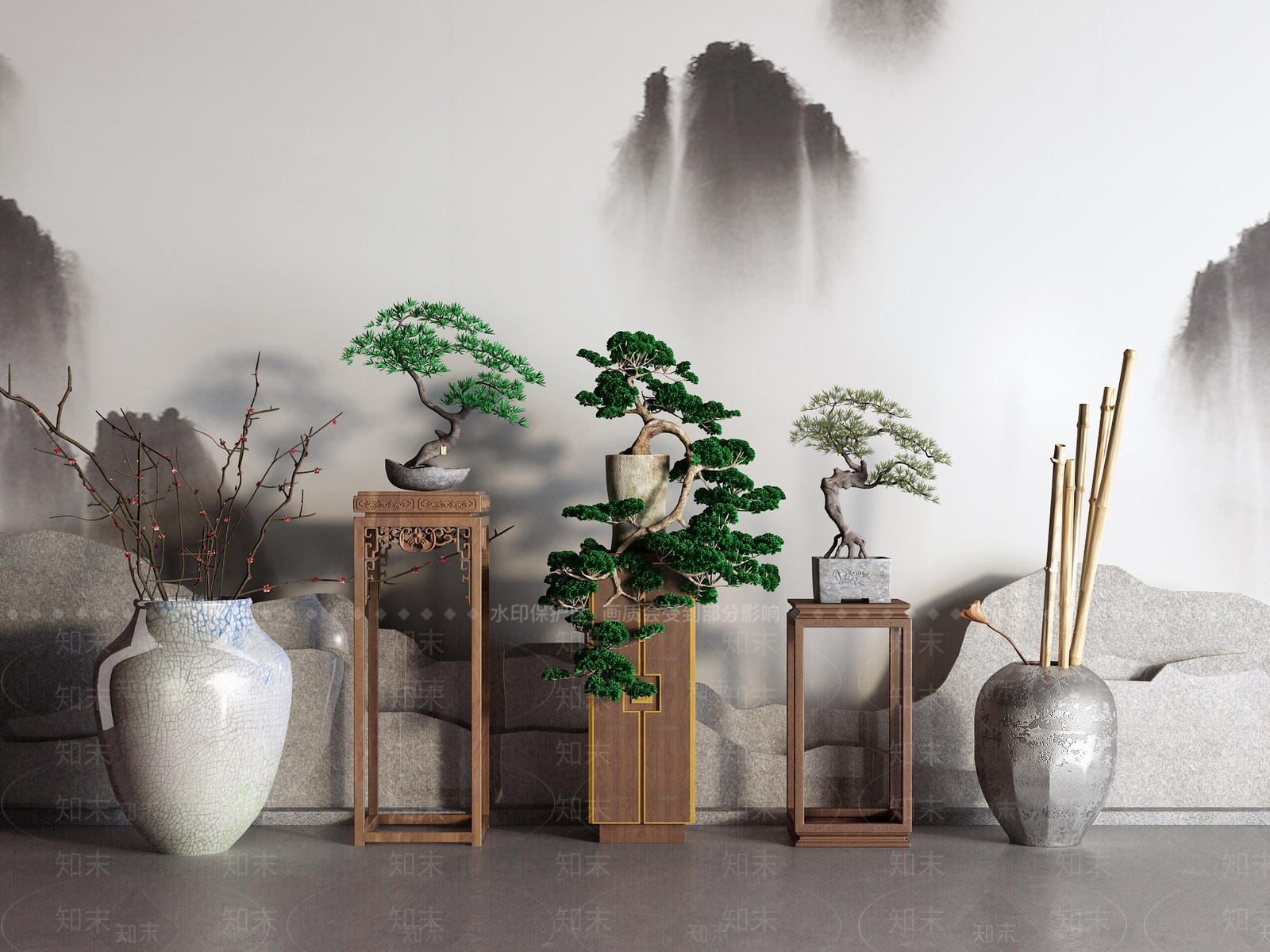 新中式中式几类组合3D模型下载【ID:1169860531】