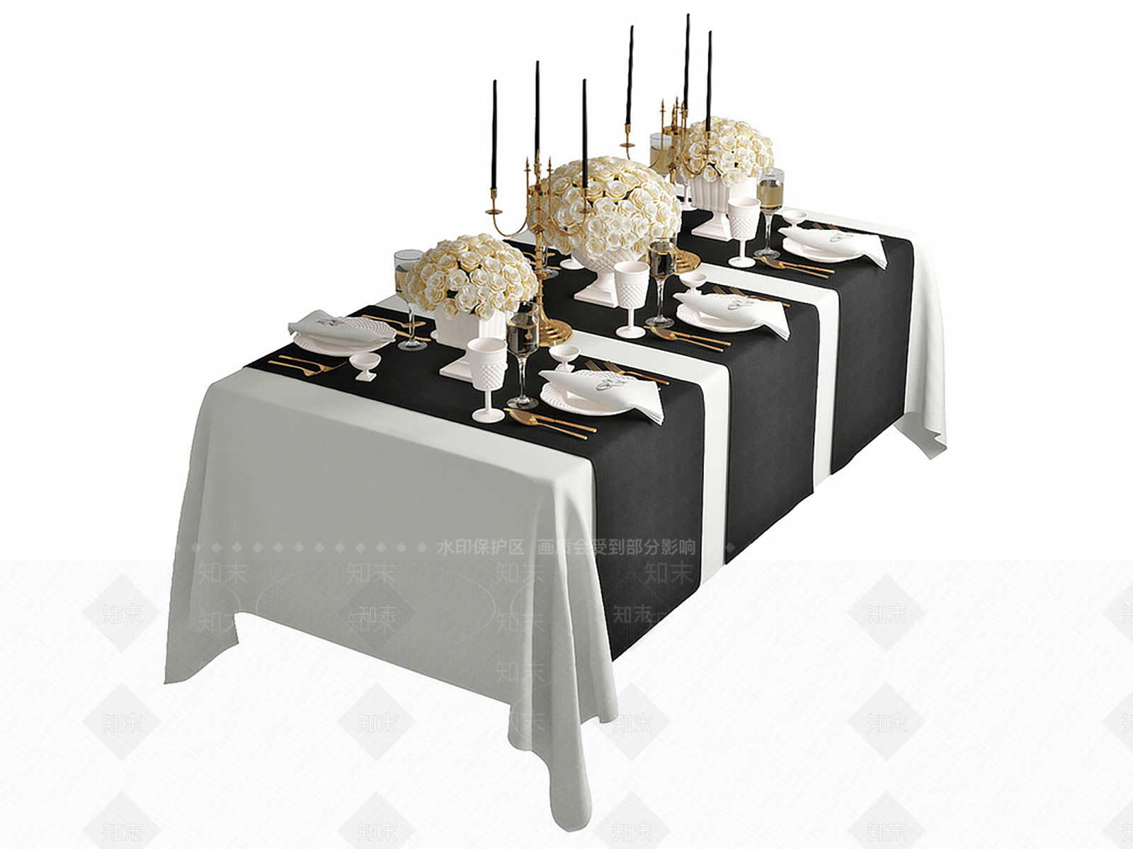 欧式餐桌3D模型下载【ID:1169877842】