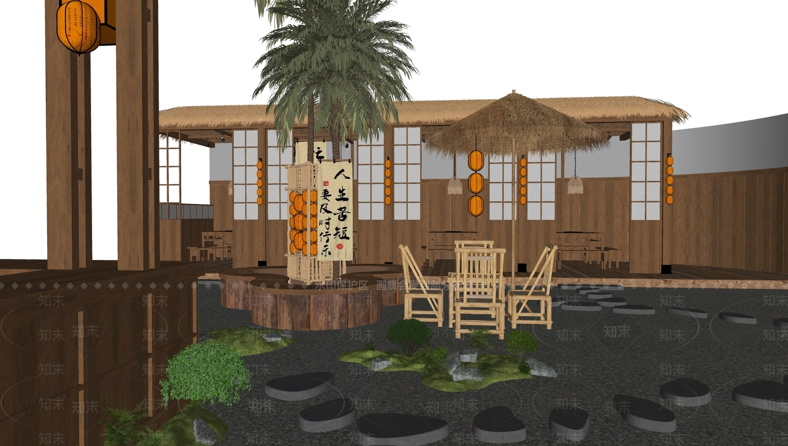 现代烧烤烤肉店SU模型下载【ID:1169881393】