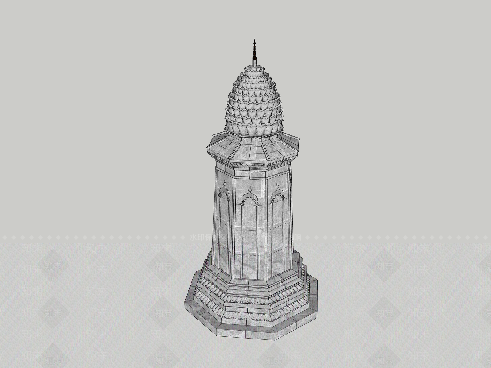 中式寺庙建筑SU模型下载【ID:1169882641】