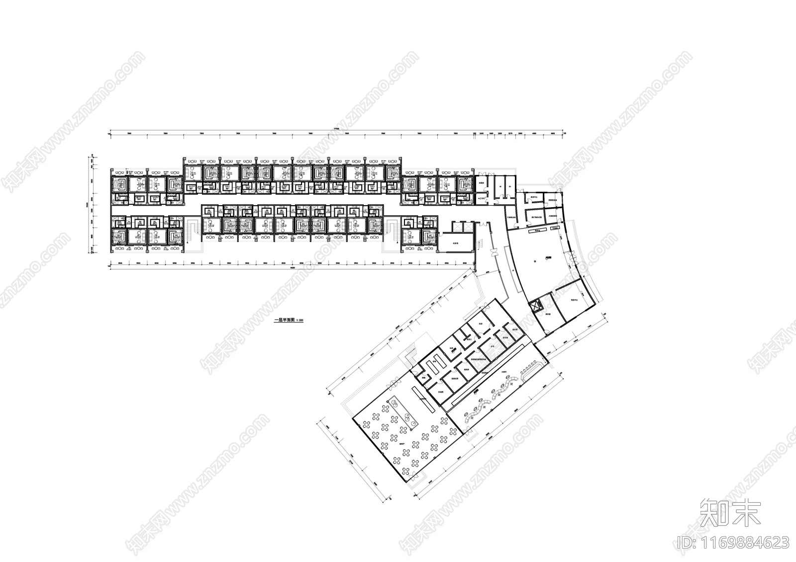 现代酒店建筑cad施工图下载【ID:1169884623】