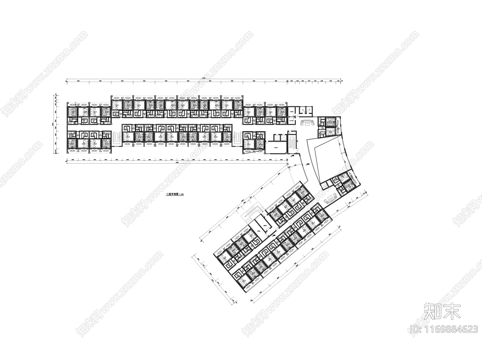 现代酒店建筑cad施工图下载【ID:1169884623】