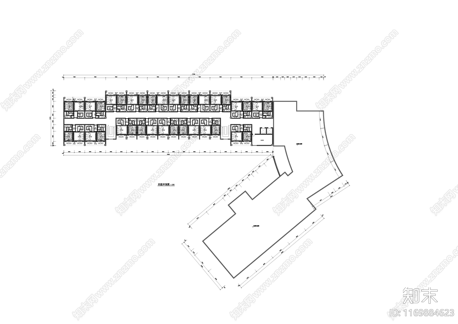 现代酒店建筑cad施工图下载【ID:1169884623】