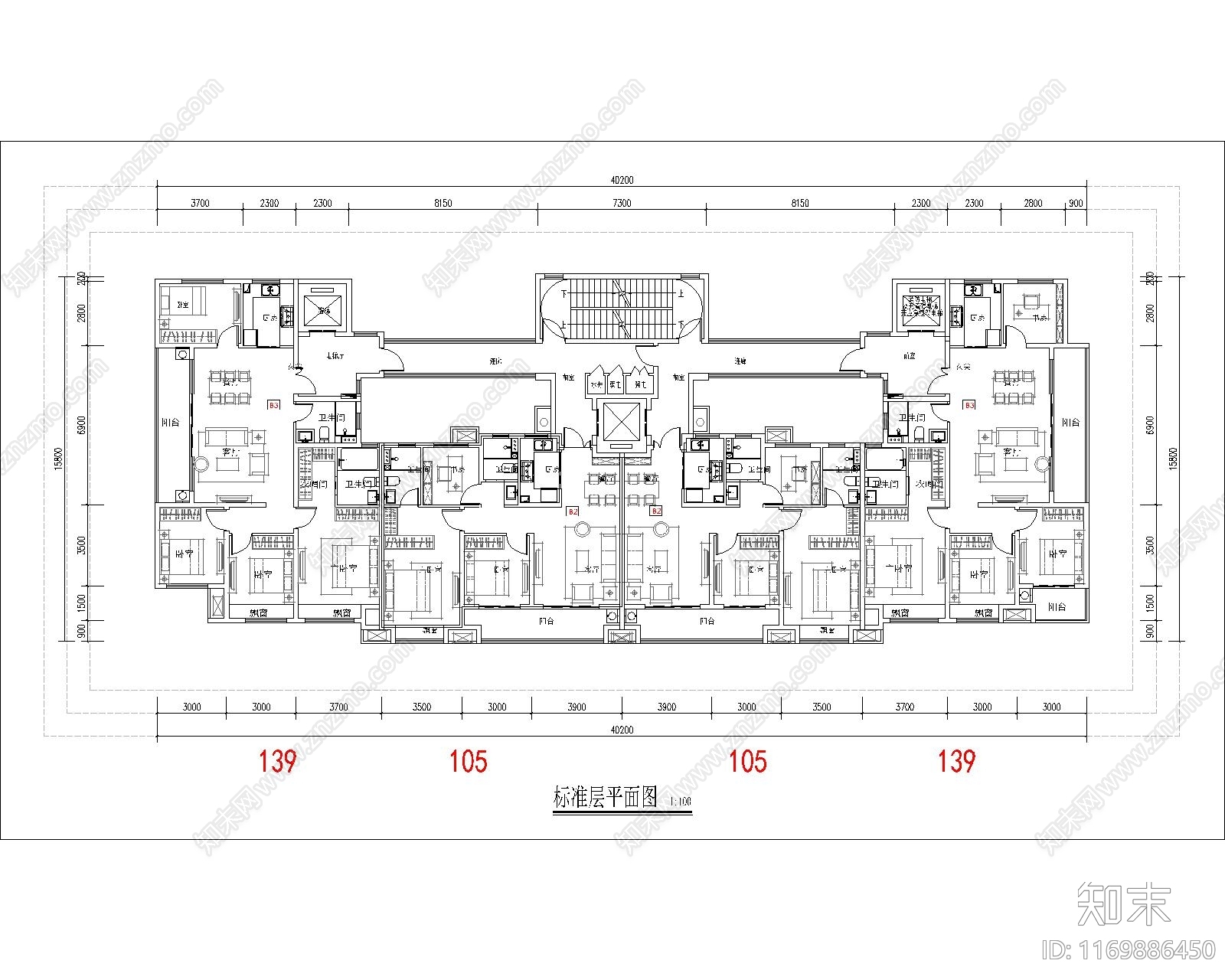 现代住宅楼建筑cad施工图下载【ID:1169886450】