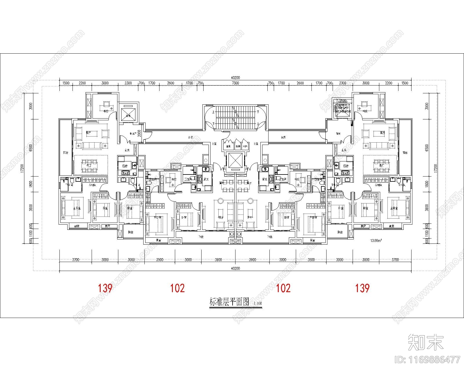 现代住宅楼建筑cad施工图下载【ID:1169886477】