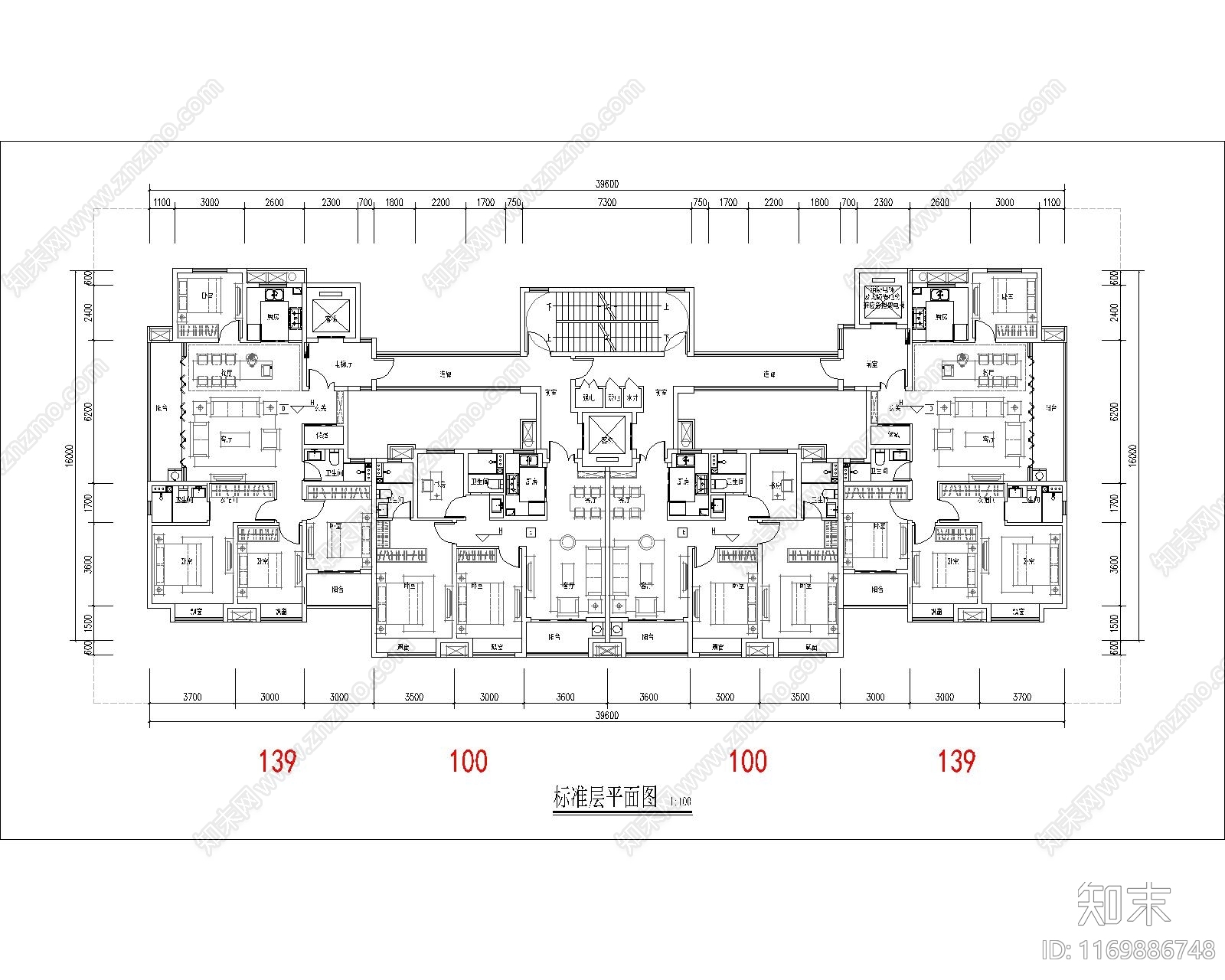 现代住宅楼建筑cad施工图下载【ID:1169886748】