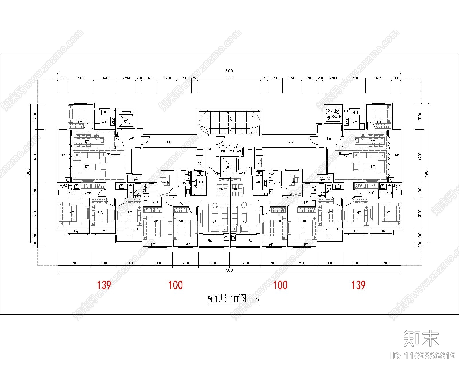 现代住宅楼建筑cad施工图下载【ID:1169886819】