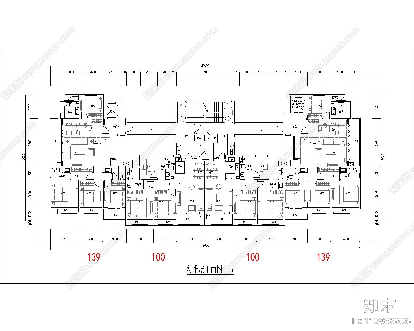 现代住宅楼建筑cad施工图下载【ID:1169886966】