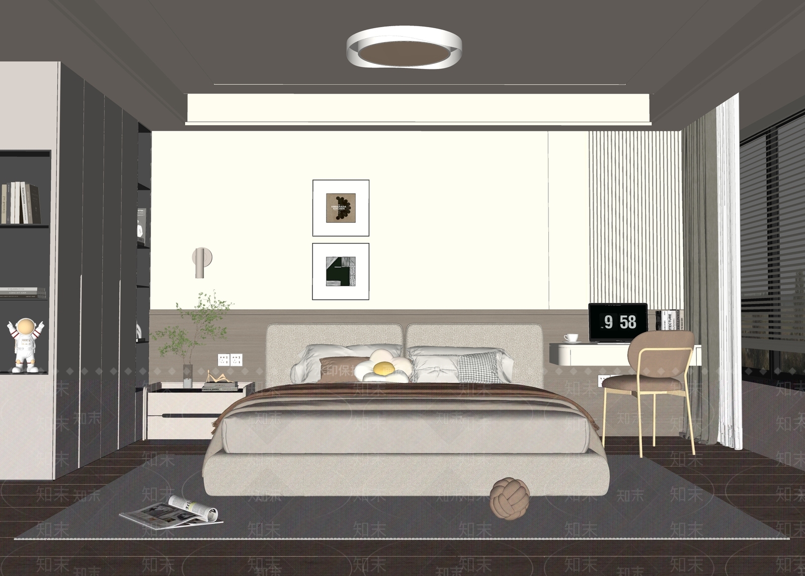 棕色图案抽象装饰画挂画SU模型下载【ID:1227415238】