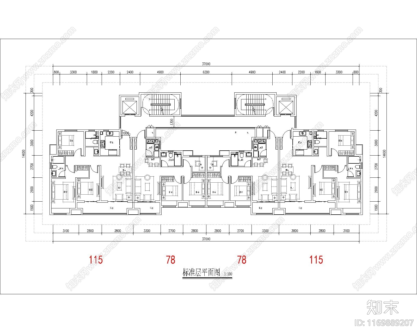 现代住宅楼建筑施工图下载【ID:1169889207】