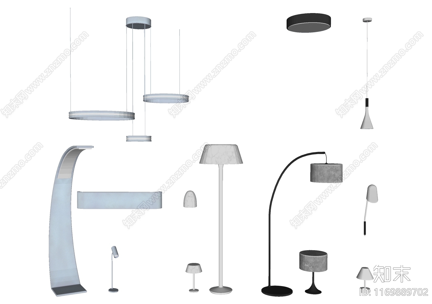 现代灯具组合SU模型下载【ID:1169889702】