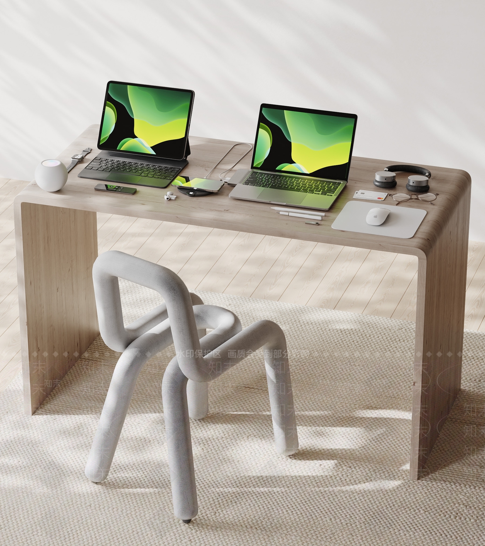 现代书桌椅3D模型下载【ID:1169898508】
