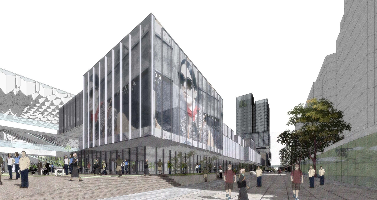现代商场建筑SU模型下载【ID:1169903972】