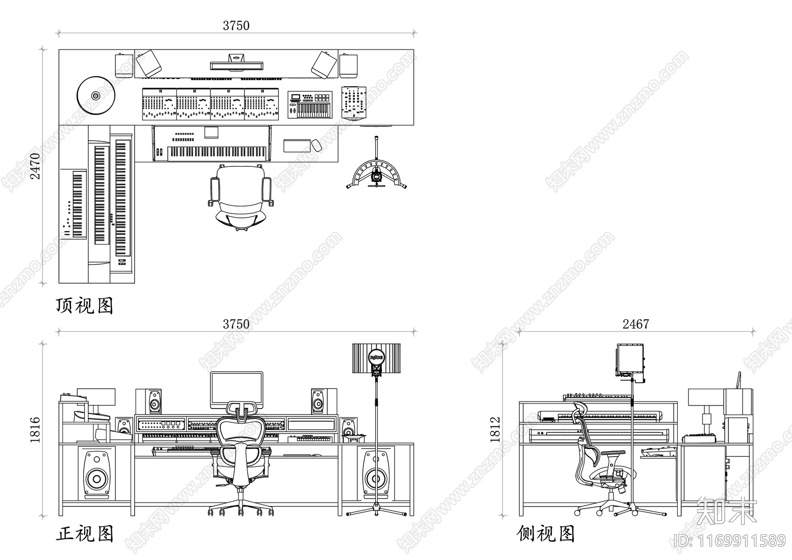 现代工作室cad施工图下载【ID:1169911589】